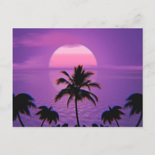 Postal Caribe Sunset Vaporwave Estética Retro 80 años 90 (Anverso)