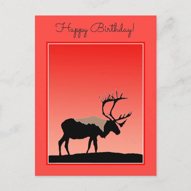 Postal Caribou at Sunset - Arte original de la vida salva (Anverso)