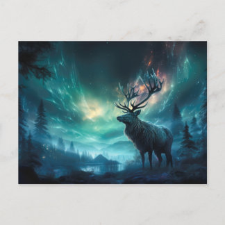 Postal Caribou Bajo Las Luces Del Norte