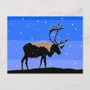 Postal Caribou in Winter - Arte original de la vida salva