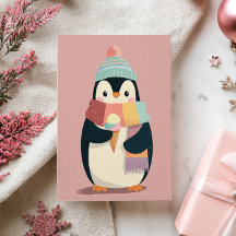 Caricatura Cuidada Pingüino Comiendo Helado Año Nu
