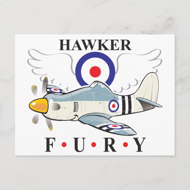Postal caricatura de furia de halcón (Anverso)