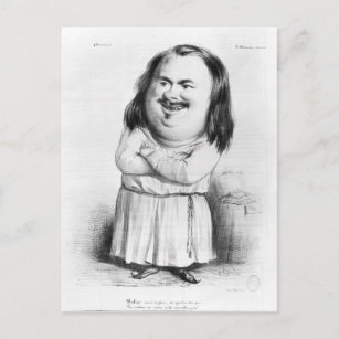 Postal Caricatura de Honore de Balzac