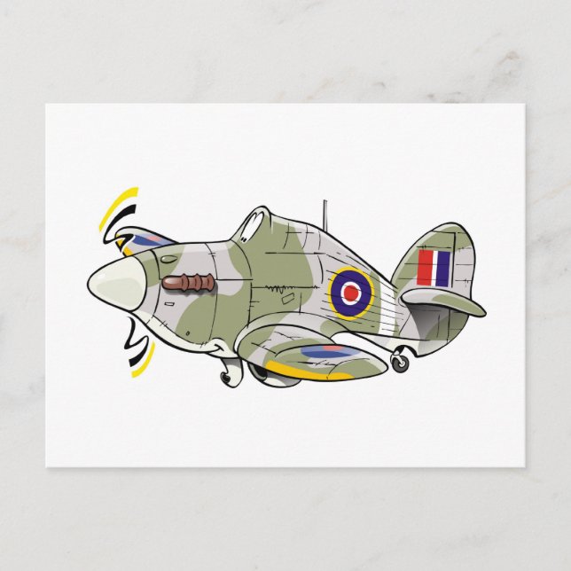 Postal caricatura de huracán hawker (Anverso)