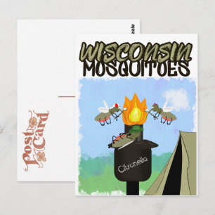 Postal Caricatura de Mosquitos de Wisconsin - Acampada po