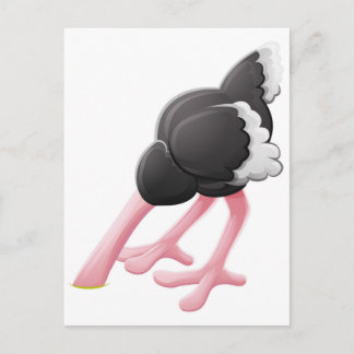 Postal Caricatura de Ostrich Head Enterrado