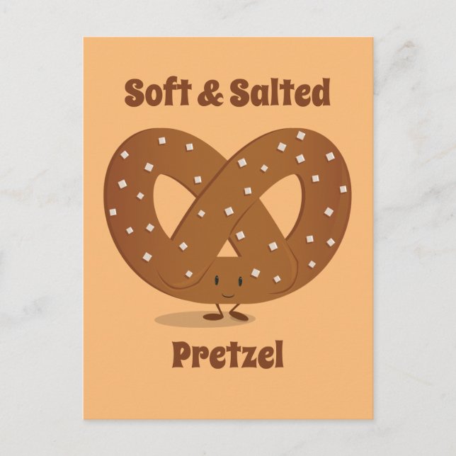 Postal Caricatura De Pretzel Saltado Sonriente (Anverso)