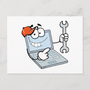 Postal caricatura de reparación de computadora tonta port
