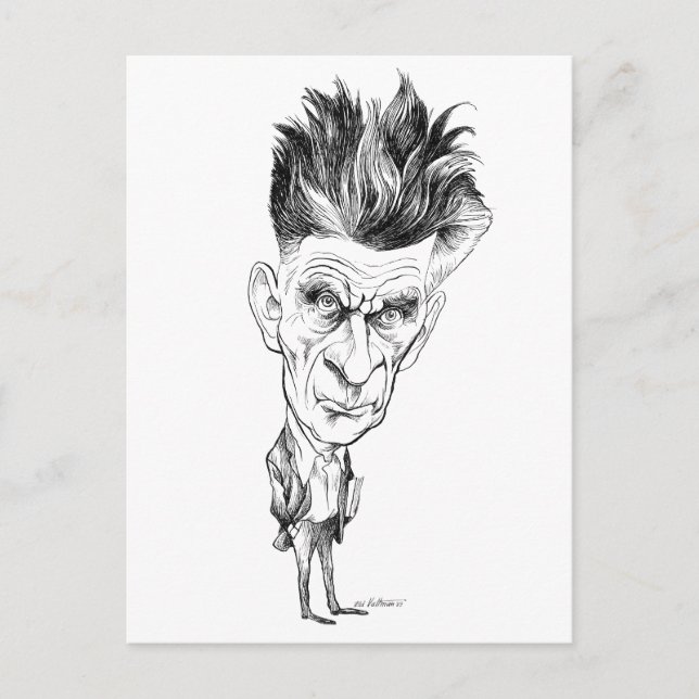 Postal Caricatura de Samuel Beckett por Edmund S Valtman (Anverso)