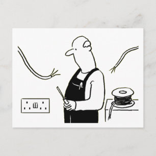 Postal Caricatura de servicios eléctricos de electricista