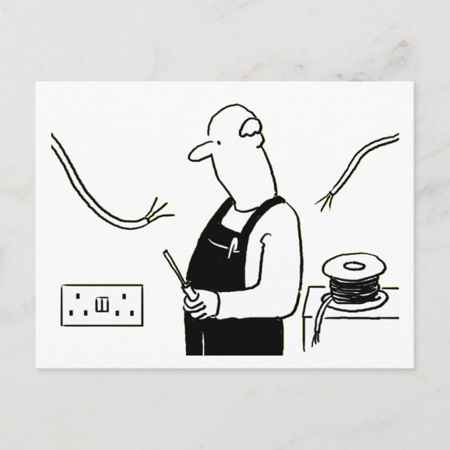 Postal Caricatura de servicios eléctricos de electricista (Anverso)