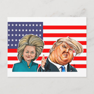 Postal Caricatura de Trump y Hillary