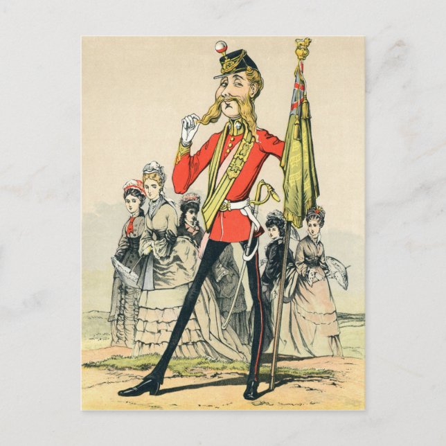 Postal Caricatura de un soldado británico de Victoria (Anverso)