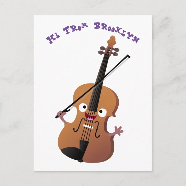 Postal Caricatura musical divertida en violín (Anverso)