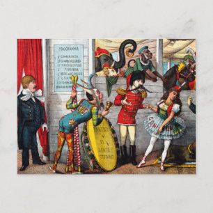 Postal Caricatura política italiana de artistas de circo