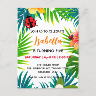 Postal Cariñosa mariquita de lunares rojos de cumpleaños 