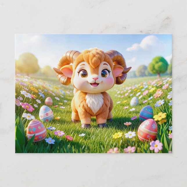 Postal Cariñoso Aries Zodiac Carnero 3D (Anverso)
