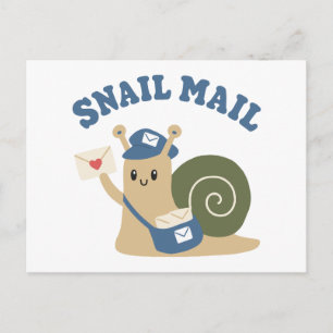 Postal Cariñoso cartero de correo de caracol