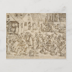 Postal Caritas (caridad) de Pieter Bruegel el mayor