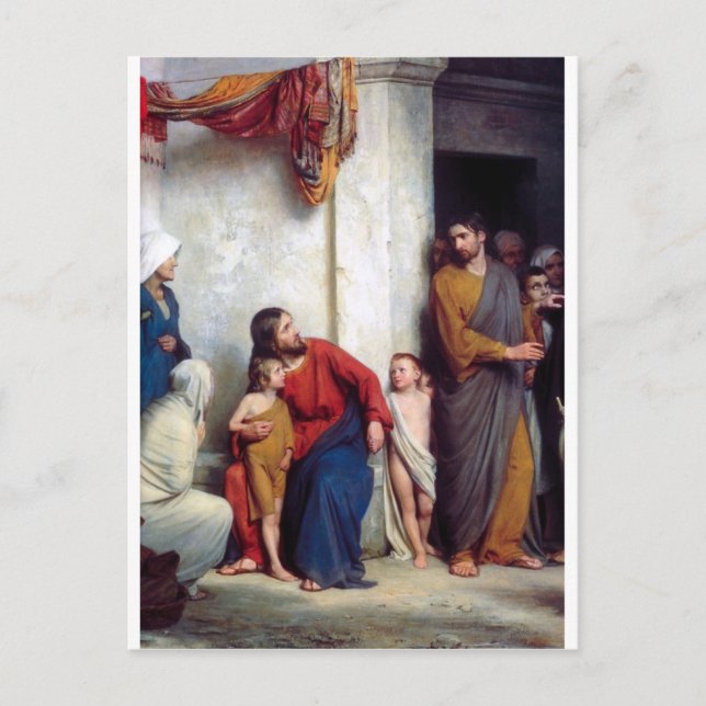 Postal Carl Heinrich Bloch - Sufre a los niños (Anverso)