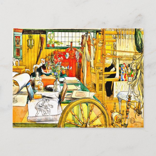 Postal Carl Larsson - El Taller (Anverso)