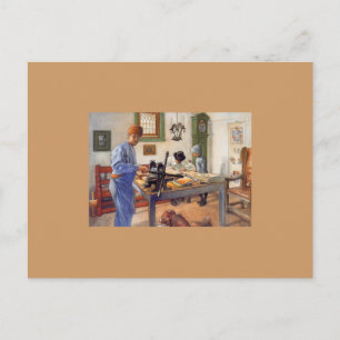 Postal Carl Larsson en el taller 1853