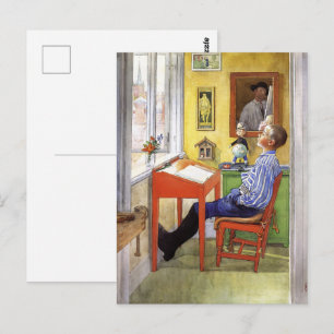 Postal Carl Larsson Esbjorn en Red Desk Arte Antiguo