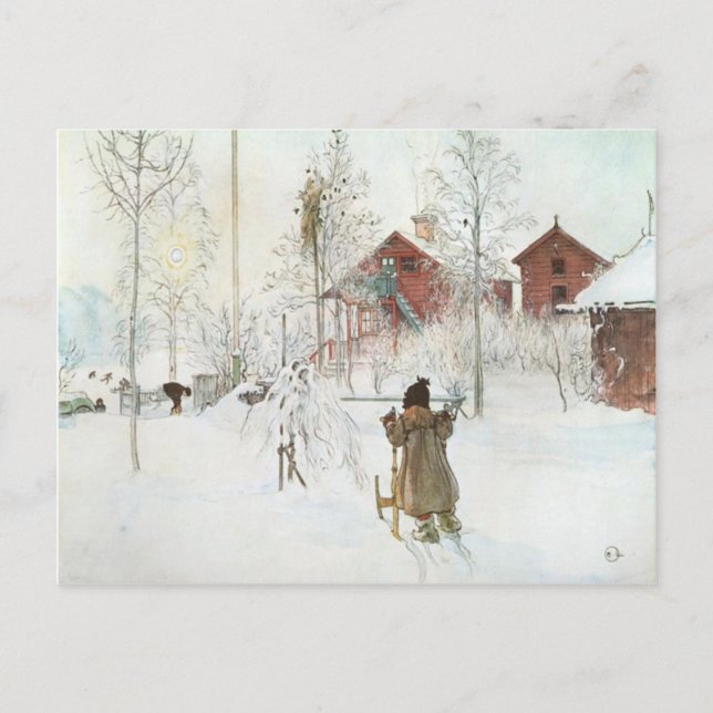 Postal Carl Larsson Front Yard y Wash House (Anverso)