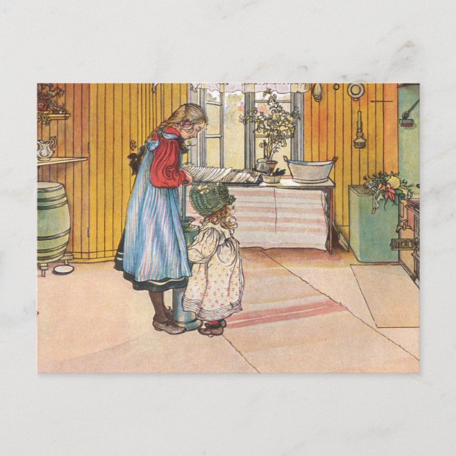 Postal Carl Larsson - La cocina 1898 (Anverso)
