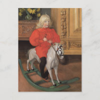 Carl Larsson Murre Boy en un caballo balancín