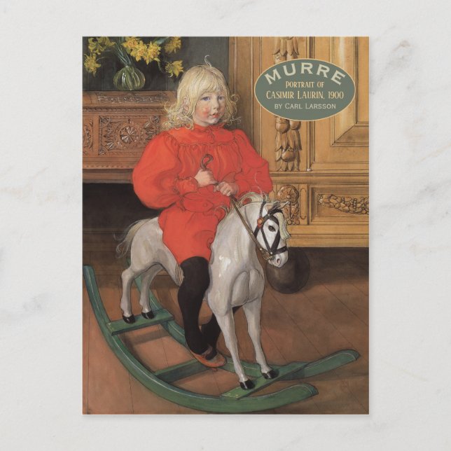 Postal Carl Larsson Murre Boy sobre el caballo balancín C (Anverso)