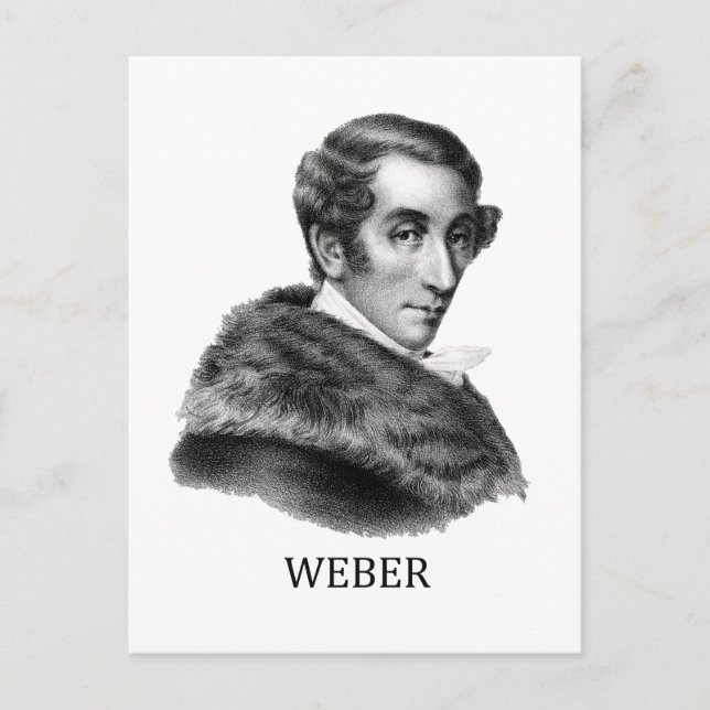 Postal Carl Maria von Weber, negro (Anverso)