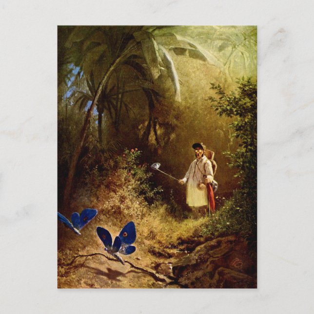 Postal Carl Spitzweg - El cazador de mariposas (Anverso)