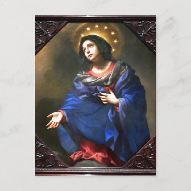 Postal Carlo Dolci , Italia, 1616-1686 Madonna en Gloria  (Anverso)