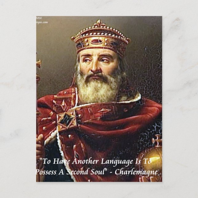 Postal Carlomagno & Cita de Idiomas Famosos (Anverso)