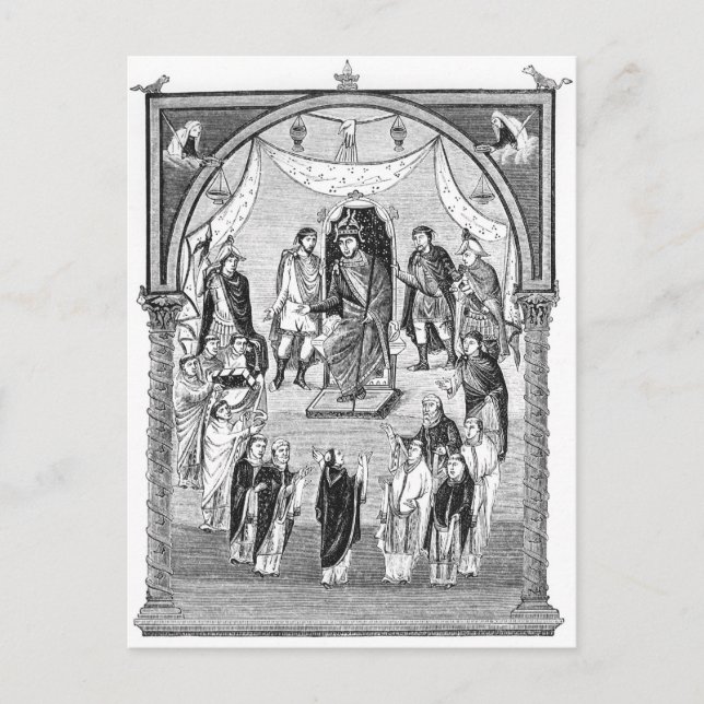 Postal Carlos el calvo, rey de Francia (Anverso)