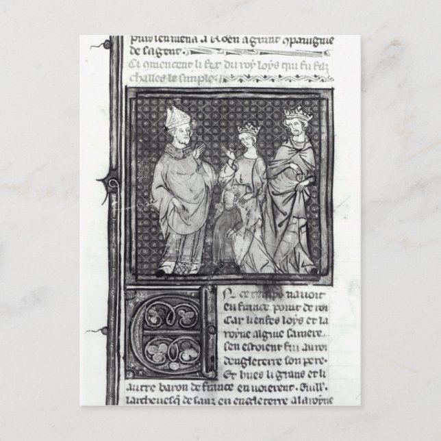 Postal Carlos III el Simple con su esposa y su (Anverso)