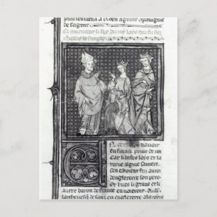 Postal Carlos III el Simple con su esposa y su