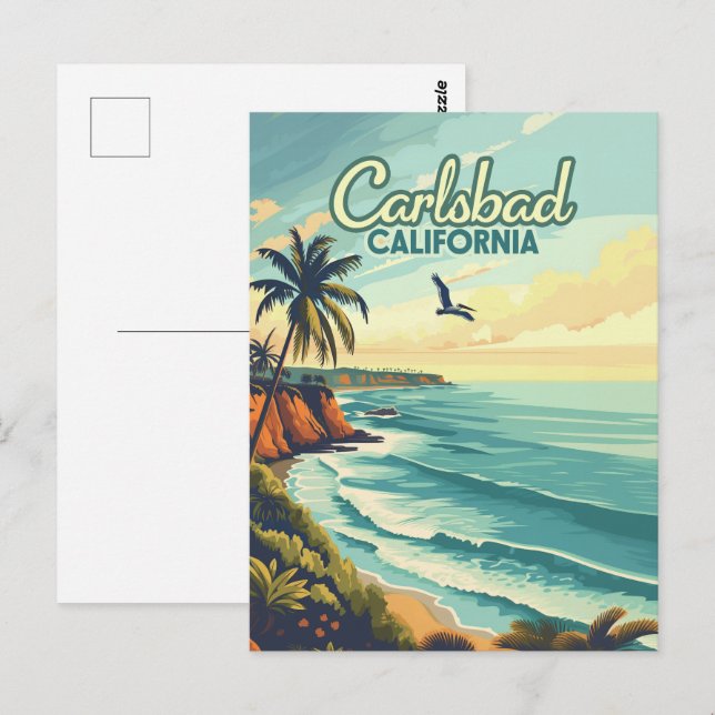Postal Carlsbad California San Diego Beach Vintage (Anverso / Reverso)