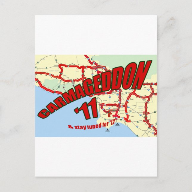 Postal CARMAGEDDON 405 Gridlock en Los Angeles Get it now (Anverso)
