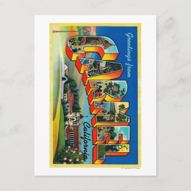 Postal Carmel, California - Escenas de letras grandes (Anverso)