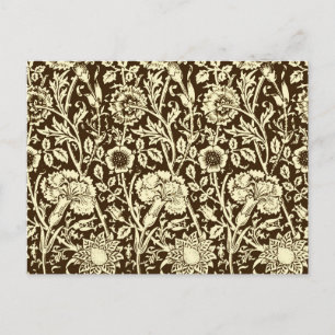 Postal Carnación Art Nouveau Damasco, marrón y crema