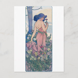 Postal Carnación (Cuatro Flores), Alphonse Mucha