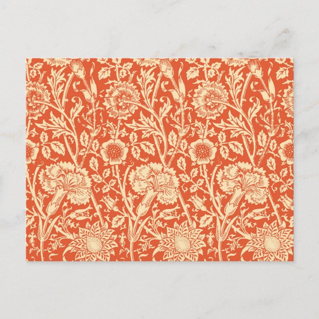 Postal Carnación de Art Nouveau Damask, Naranja mandarín (Anverso)