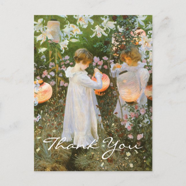 Postal Carnación de Sargent, Lily, Lily, Rosa (Anverso)