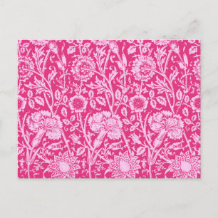Postal Carnación modernista Damasco, rosa de Fuchsia
