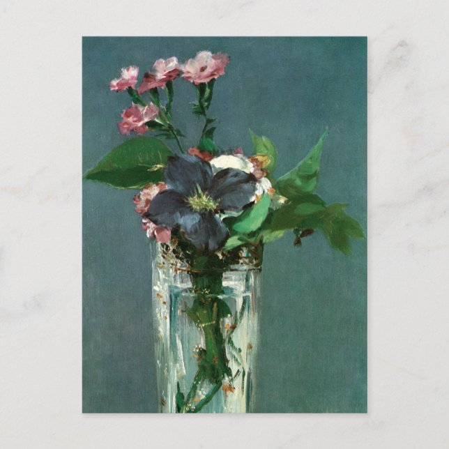 Postal Carnaciones y Clematis de Edouard Manet Postcard (Anverso)