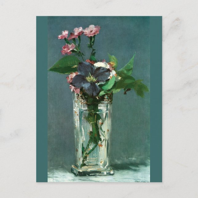 Postal Carnaciones y Clematis de Edouard Manet Postcard (Anverso)