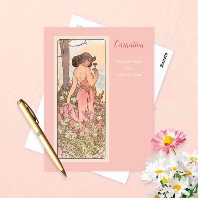 Postal Carnation Flower Series Alphonse Mucha (Subido por el creador)