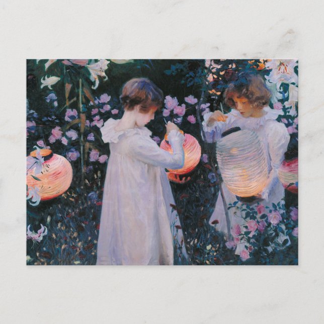 Postal Carnation Lily Lily Rosa John Singer Sargent Art (Anverso)